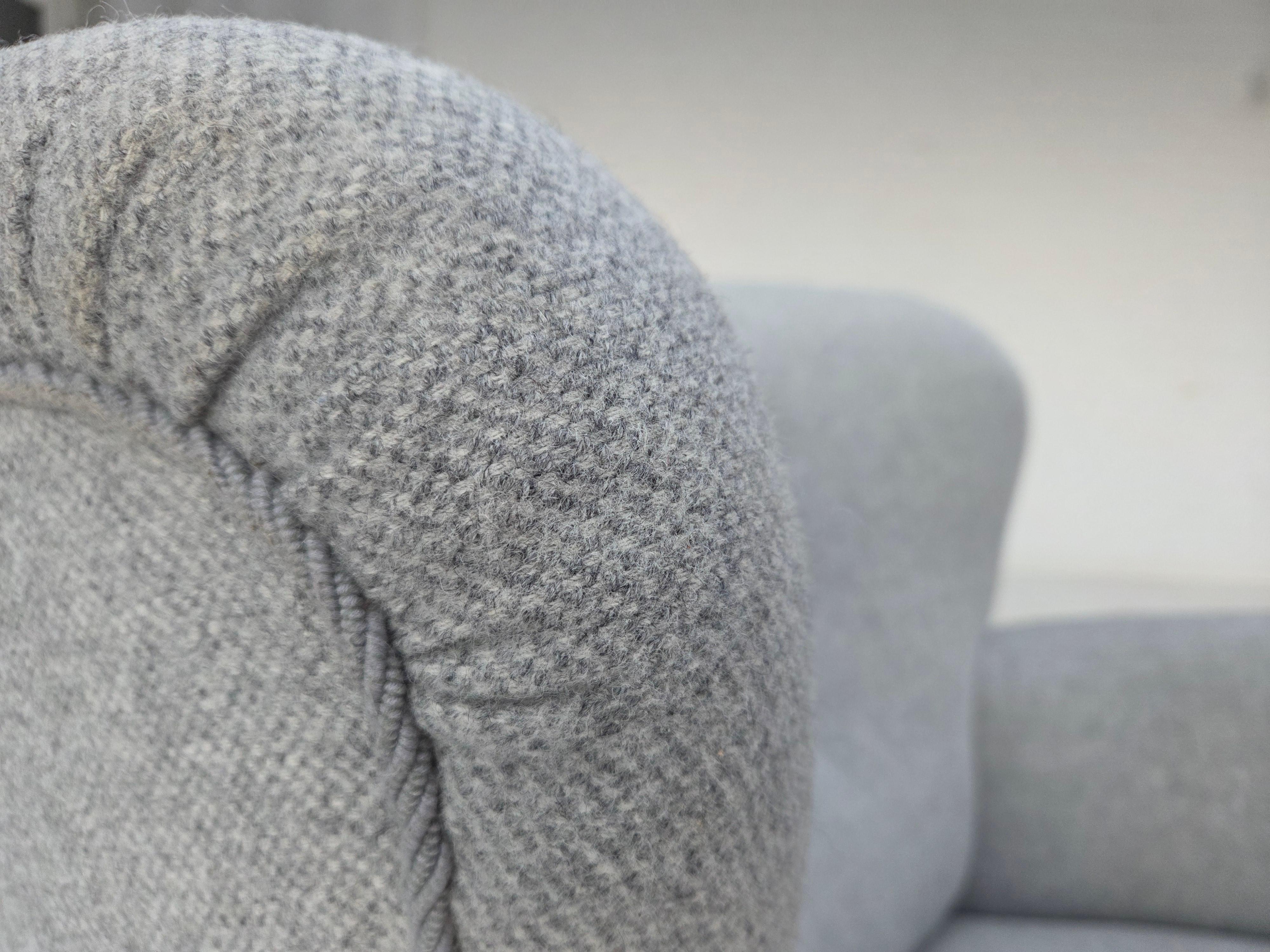 1950er Jahre, dänischer Relaxsessel von Fritz Hansen, Modell 1518, Möbelwollstoff. im Angebot 12