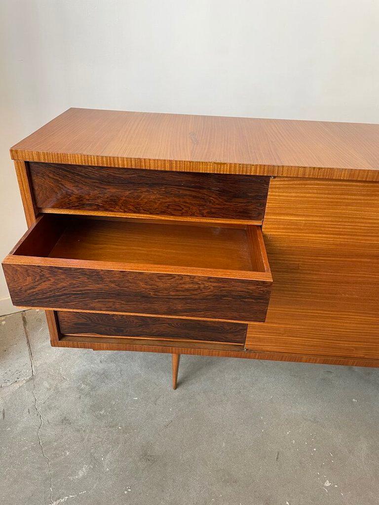 Mid-Century Modern 1950's Danish Rosewood and Mahogany Sideboard with Bar