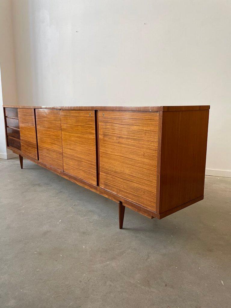 1950's Danish Rosewood and Mahogany Sideboard with Bar In Good Condition In Long Island City, NY