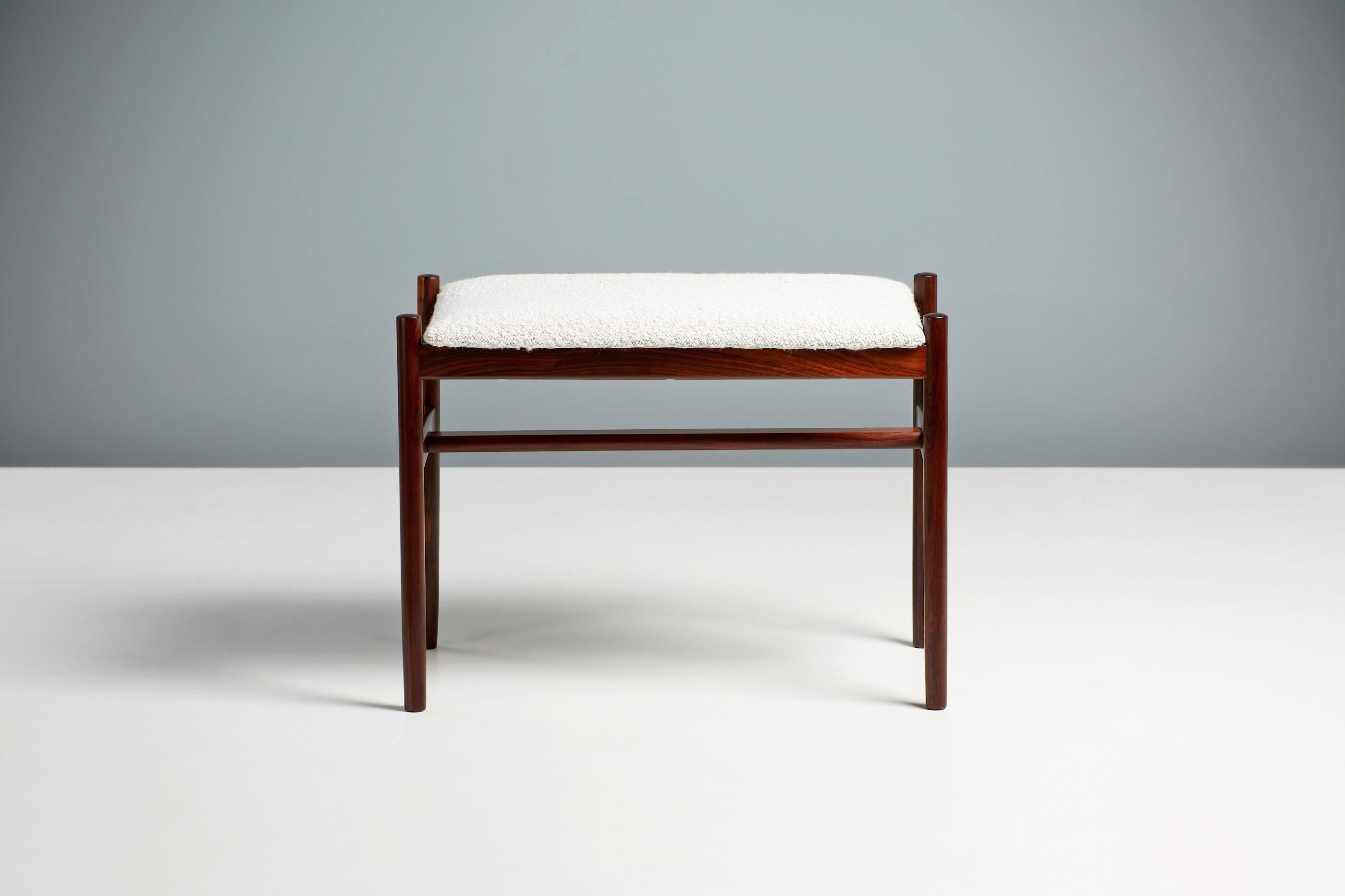 Spottrup Møbler, Rosewood Bench, circa 1960.

A tall rosewood bench with seat, designed by Spottrup Møblers in Denmark, circa 1960s. Reupholstered in cotton boucle fabric from Dedar Milano. Produced in Denmark - masterfully restored in our London