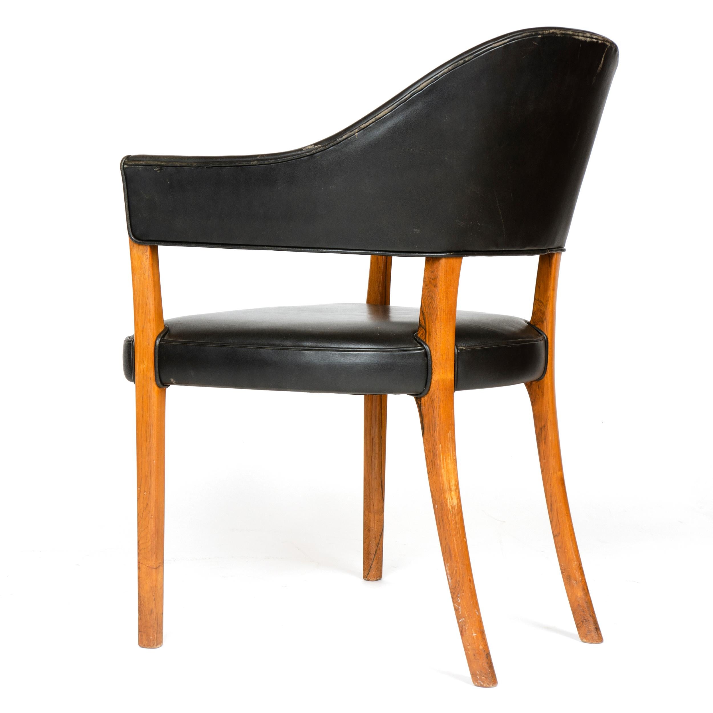 1950s Danish Rosewood Humpback Armchair by Ole Wanscher for A. J. Iversen In Good Condition For Sale In Sagaponack, NY