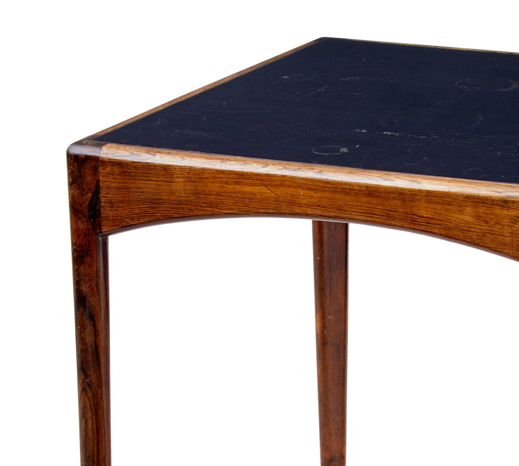 Woodwork 1950s Danish Rosewood Leather Top Side Table