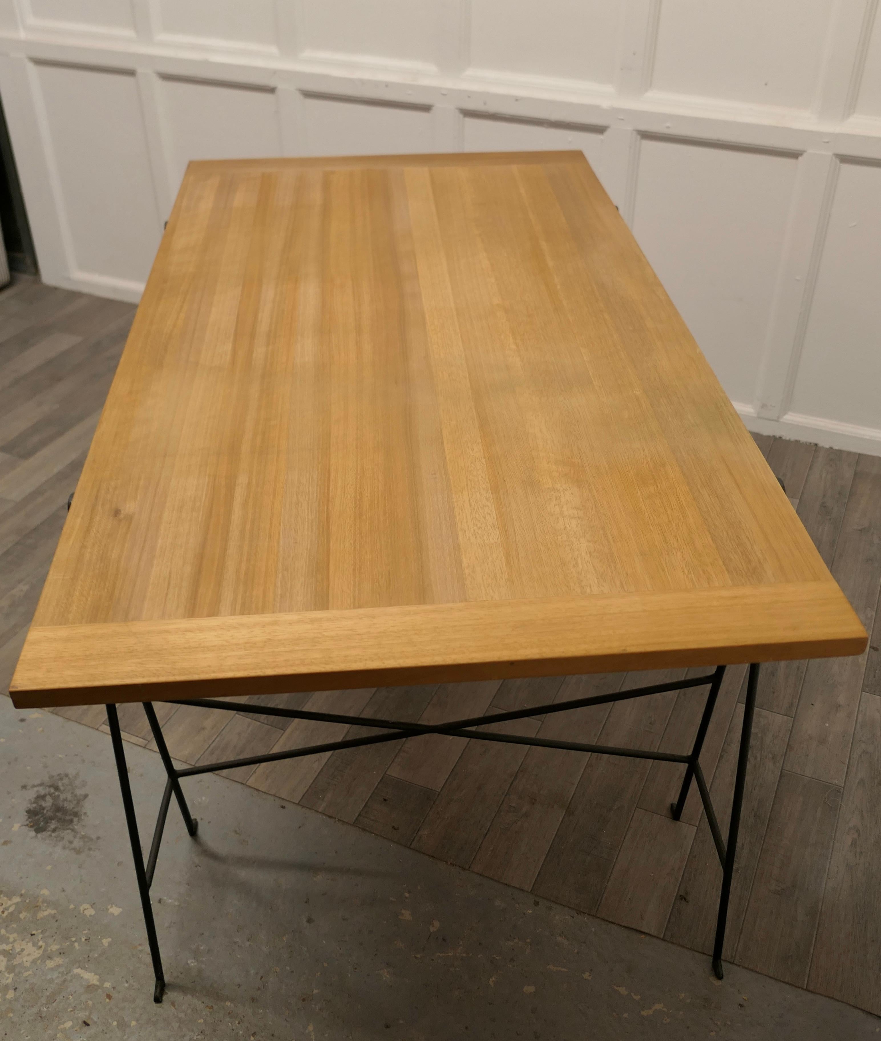 Mid-Century Modern 1950s Danish Sawhorse Minimalist Desk or Dining Table    1950s Danish Desk For Sale