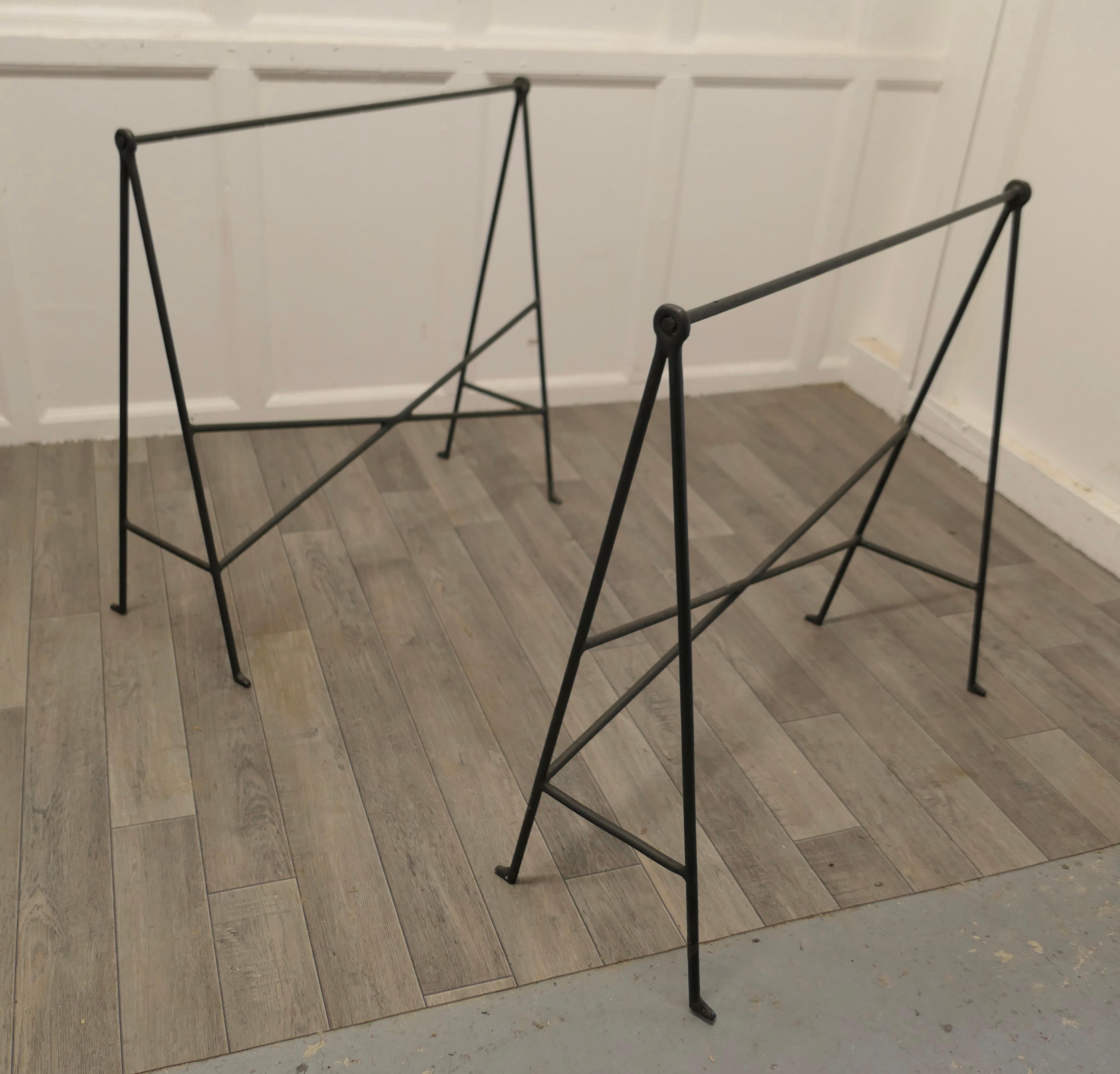 1950s Danish Sawhorse Minimalist Desk or Dining Table    1950s Danish Desk For Sale 3