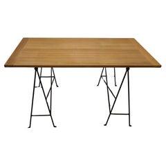 1950s Danish Sawhorse Minimalist Desk or Dining Table    1950s Danish Desk