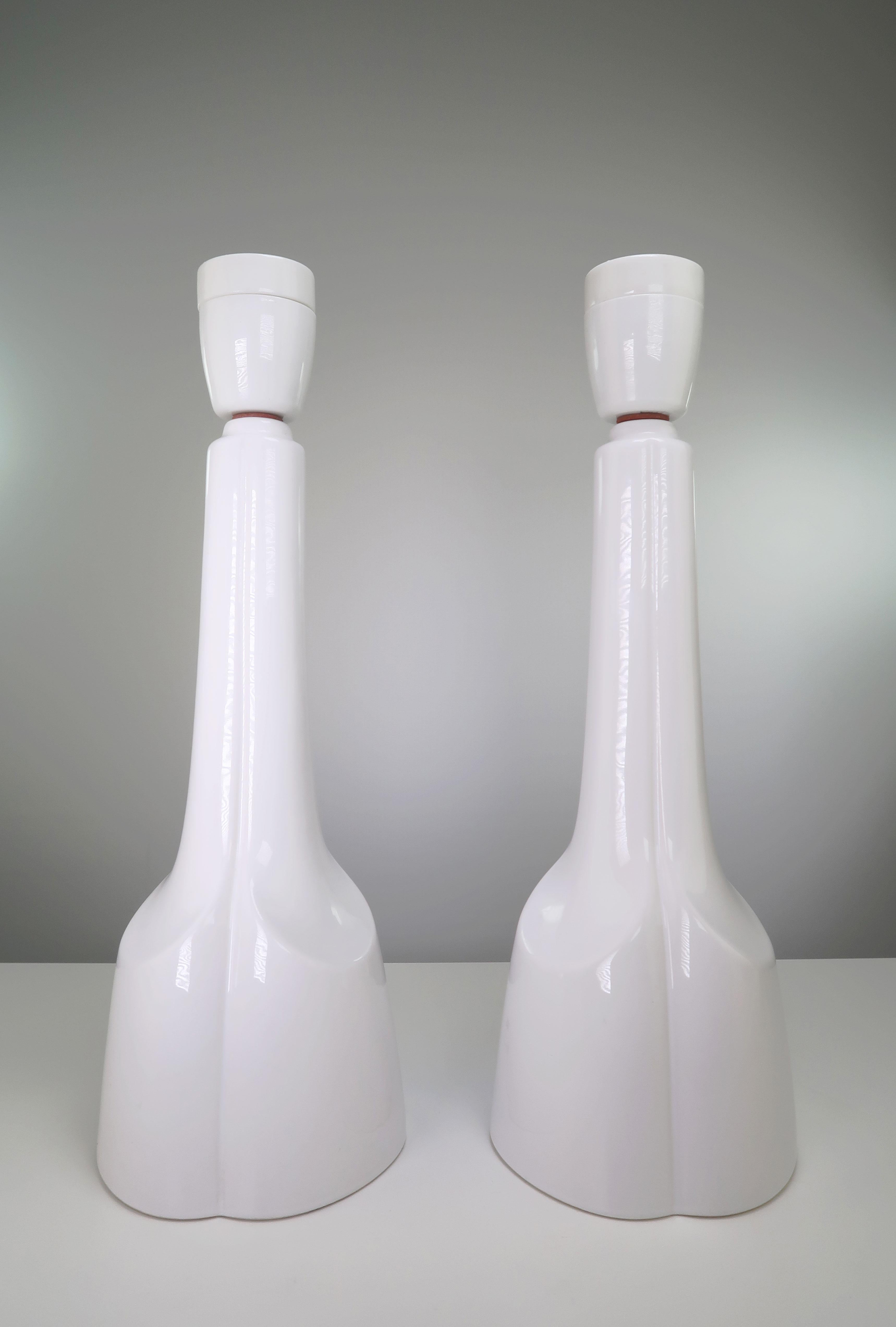 20th Century 1950s Danish Modernist Sculptural White Porcelain Table Lamps by Soholm