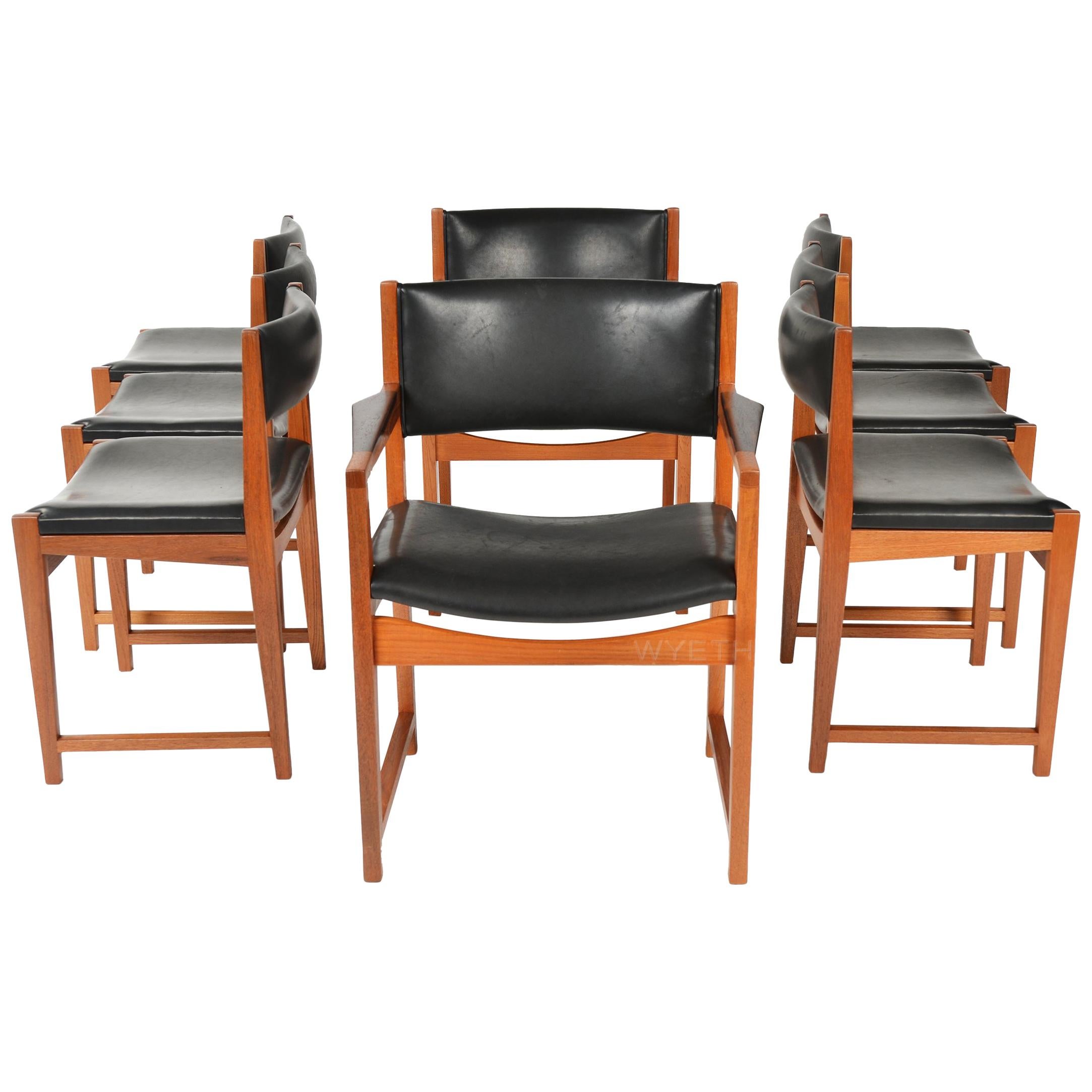 Mid-20th Century 1950s Danish Set of Eight Dining Chairs by Peter Hvidt & Orla Mölgaard-Nielsen For Sale
