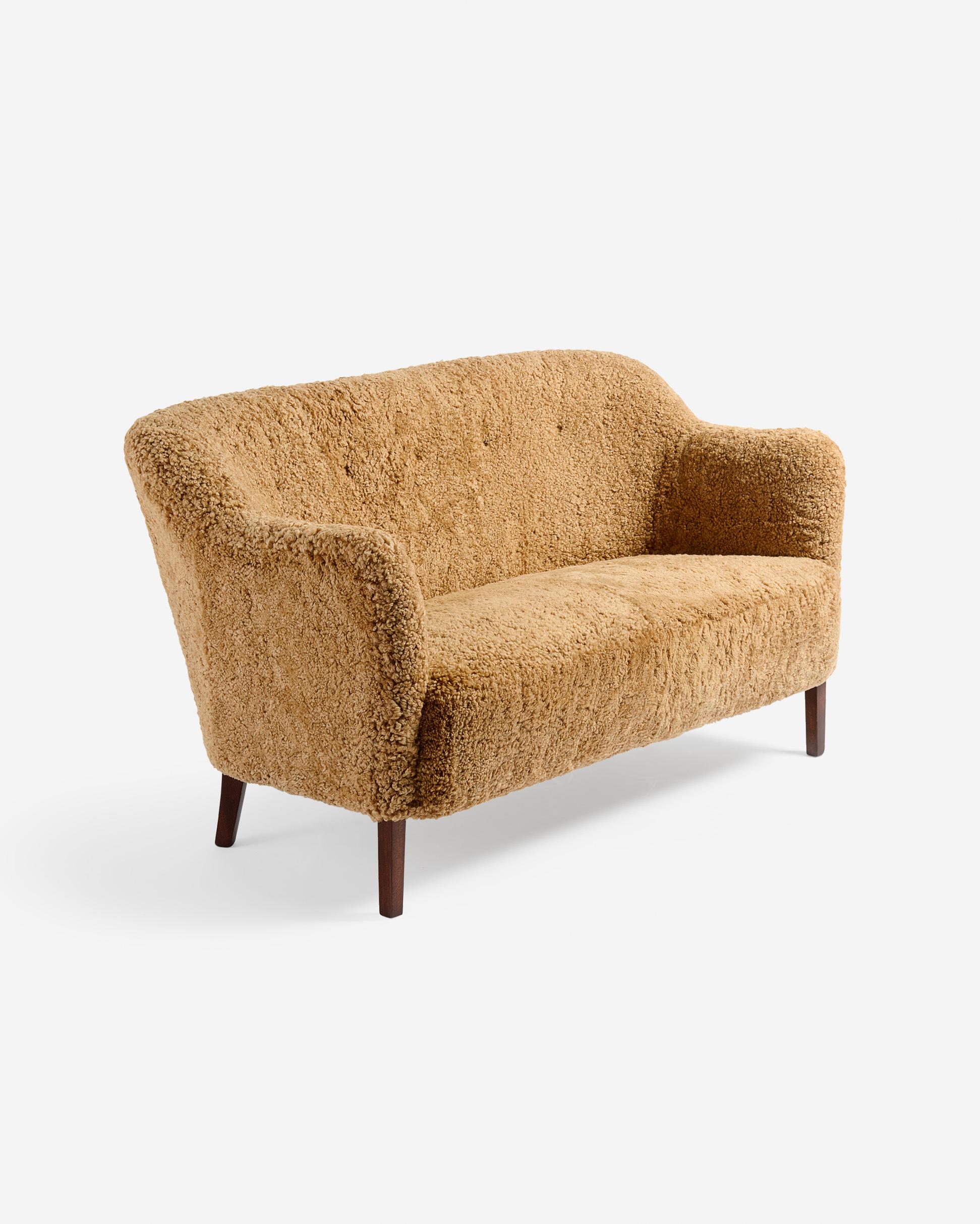 Scandinavo moderno Divano in pelle di pecora danese del 1950 di Alfred Christensen in vendita