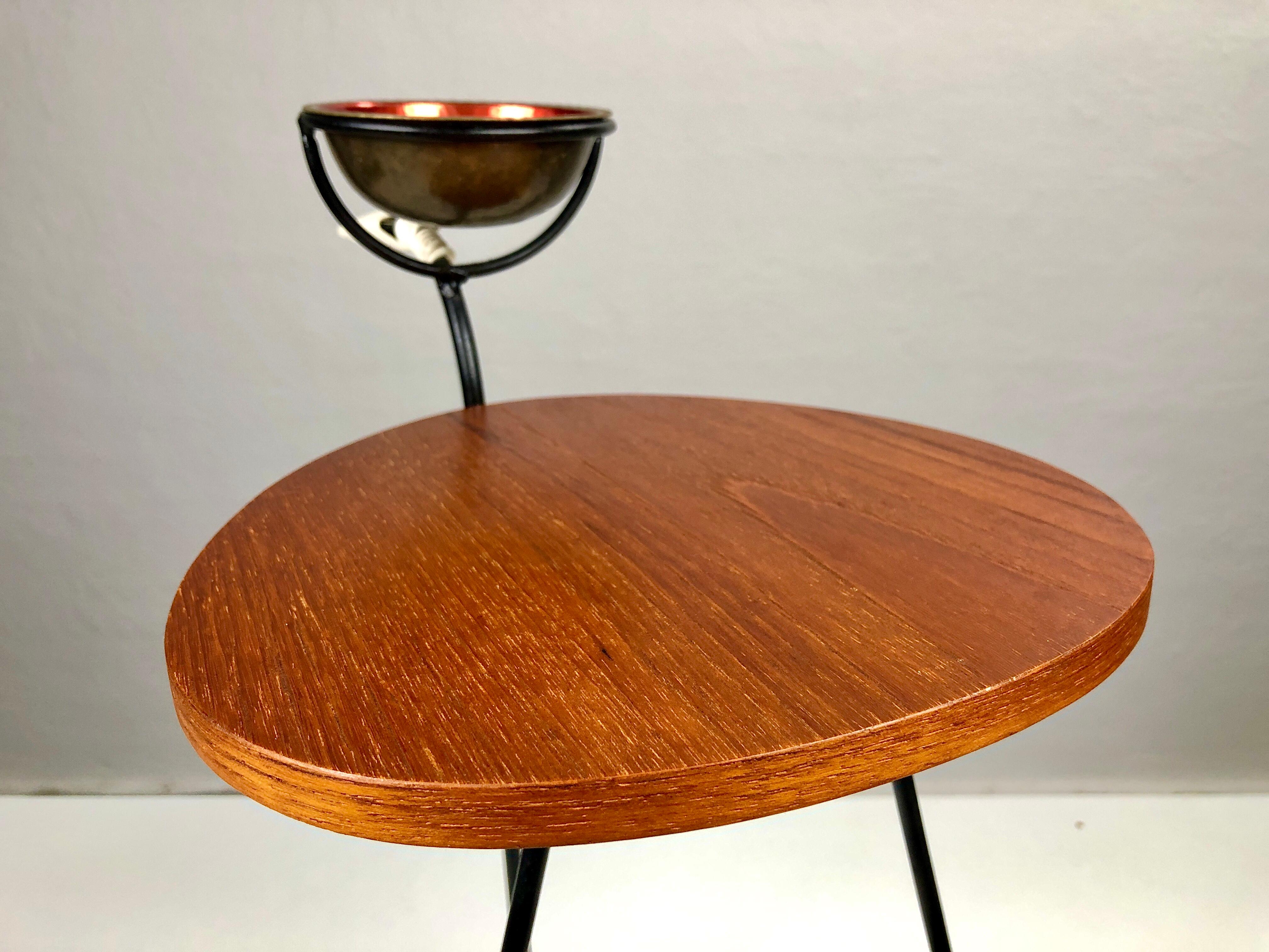 1950s Danish Side Table in Teak and Black Metal For Sale 5