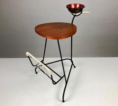 1950s Danish Side Table in Teak and Black Metal
