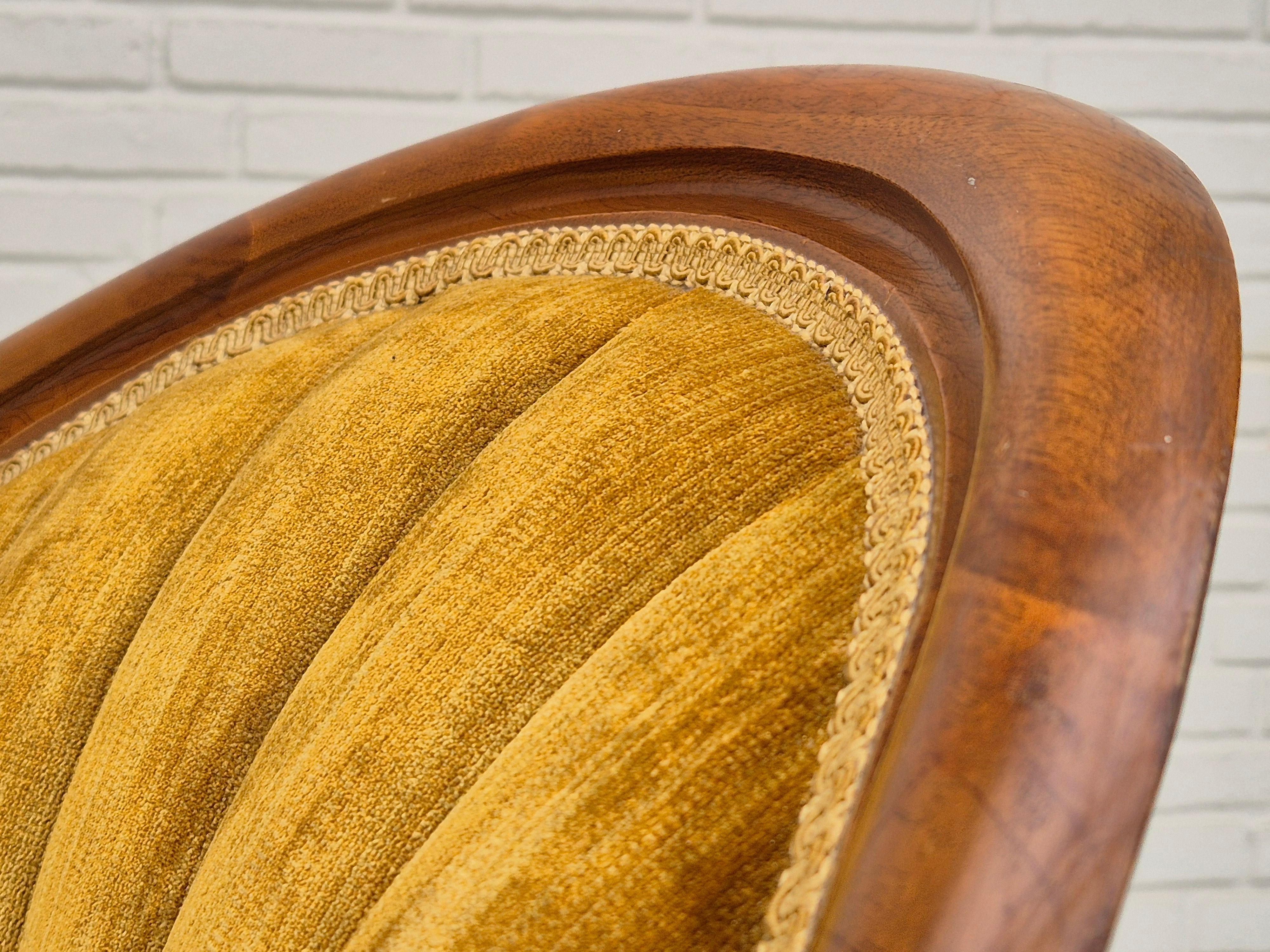 1950s, Danish sofa, vintage furniture velour, very good condition, mahogany wood 11