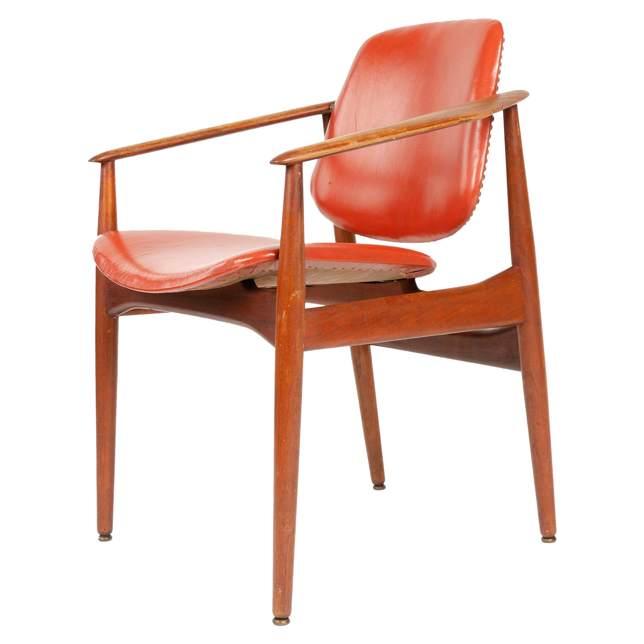 1950s Danish Solid Teak Dining Chair by Arne Vodder for France & Daverkosen For Sale