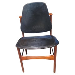 1950s Danish Solid Teak & Leather Chair by Arne Vodder for France & Daverkosen