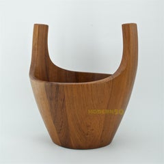 1950s Danish Staved Teak Quaich Midcentury Winged Viking Bowl Centrepiece