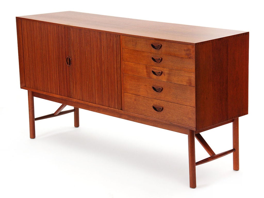 1950s Danish Tambour Credenza by Peter Hvidt and Mølgaard-Nielsen In Excellent Condition In Sagaponack, NY