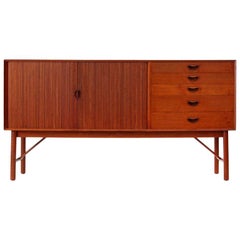 1950s Danish Tambour Credenza by Peter Hvidt and Mølgaard-Nielsen