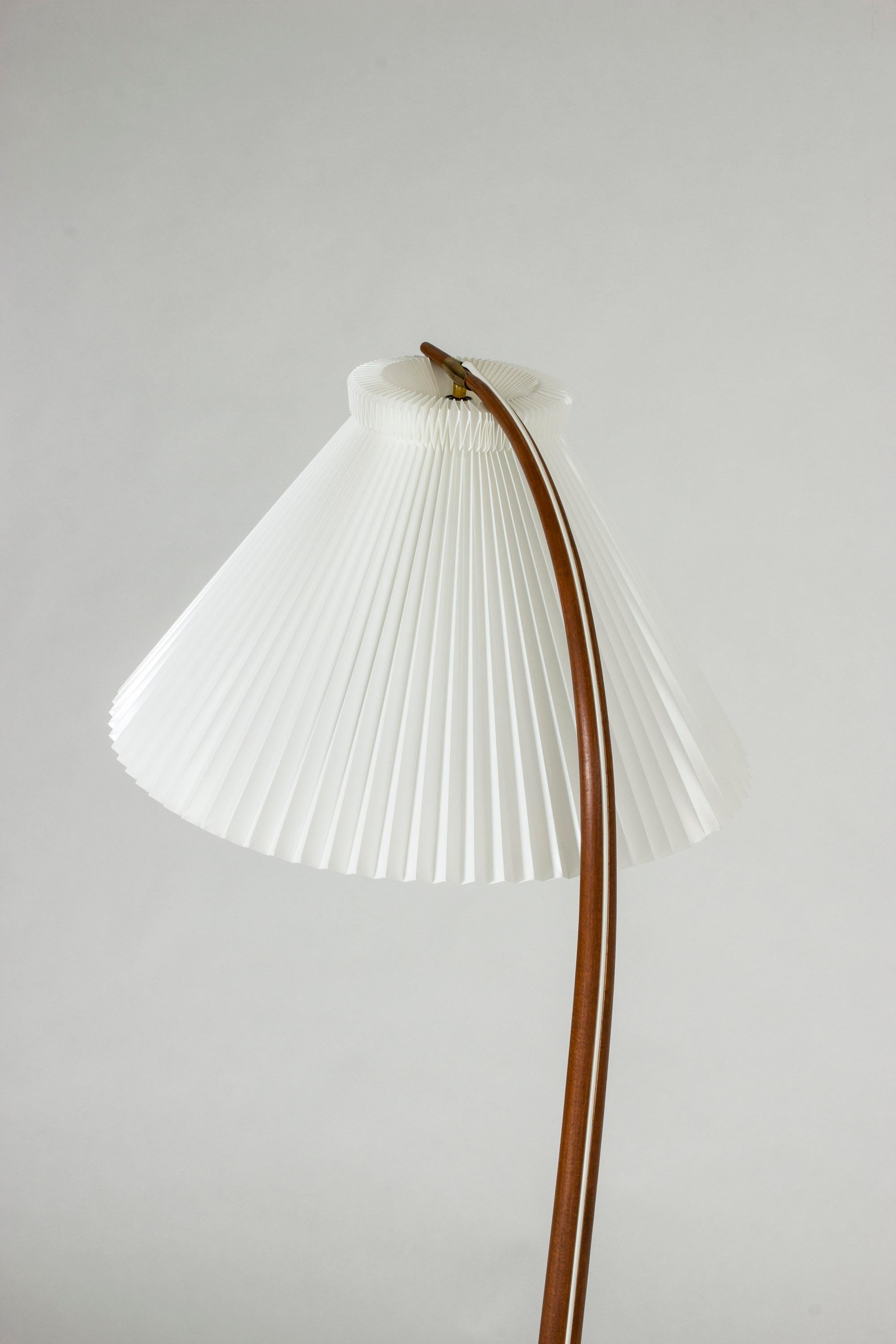 1950s Danish Teak and Brass Floor Lamp 