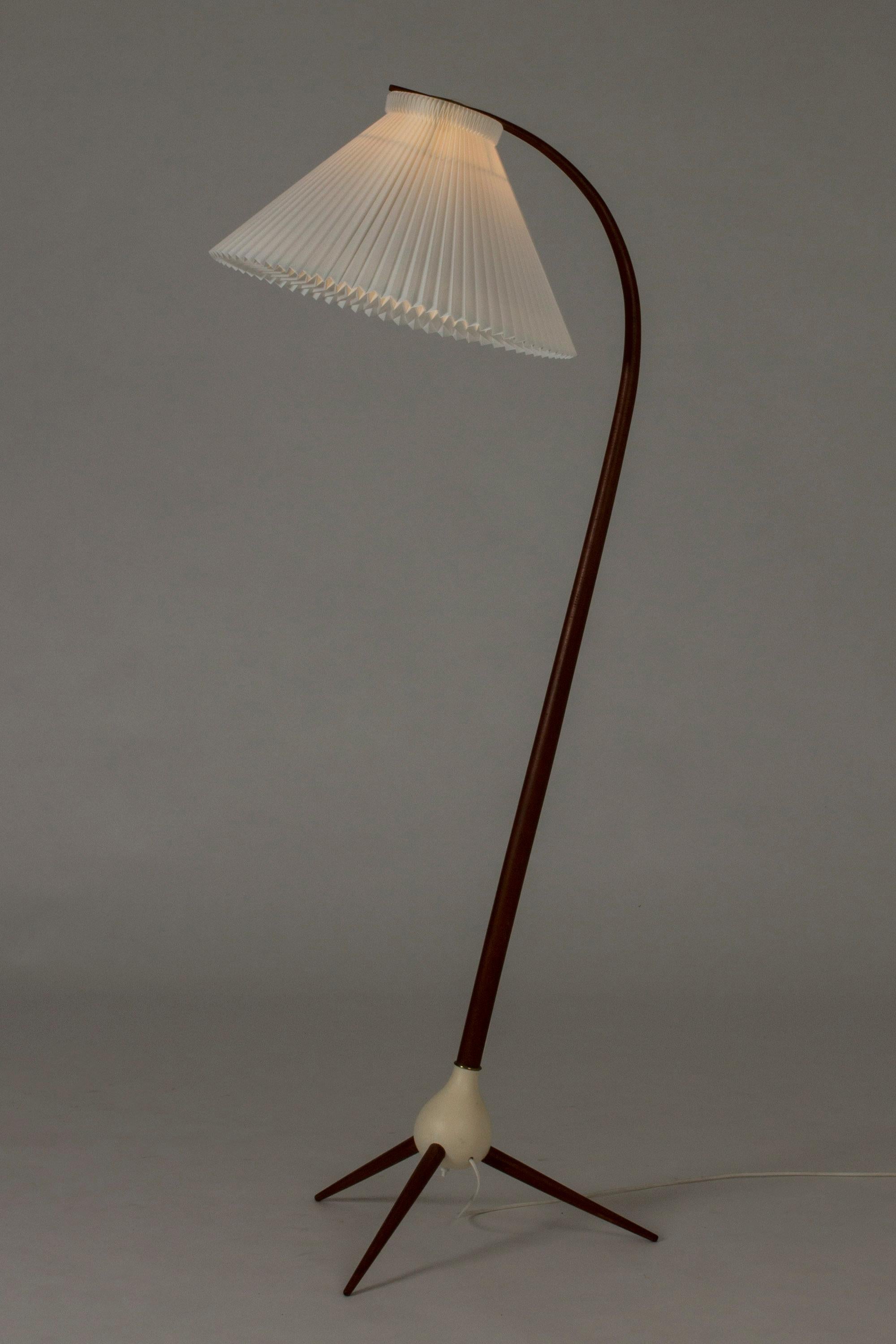 1950s Danish Teak and Brass Floor Lamp 