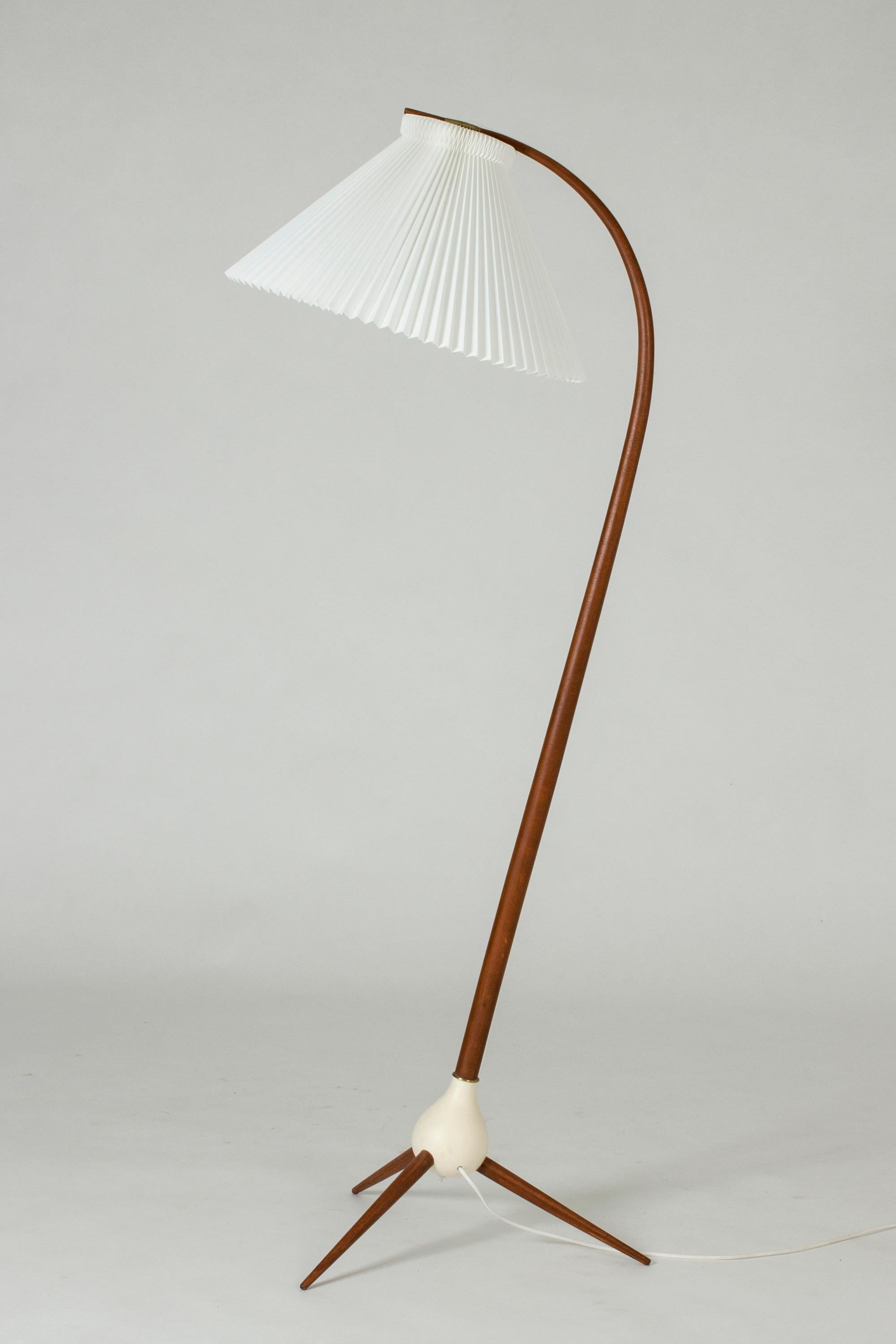 Scandinavian Modern 1950s Danish Teak and Brass Floor Lamp 
