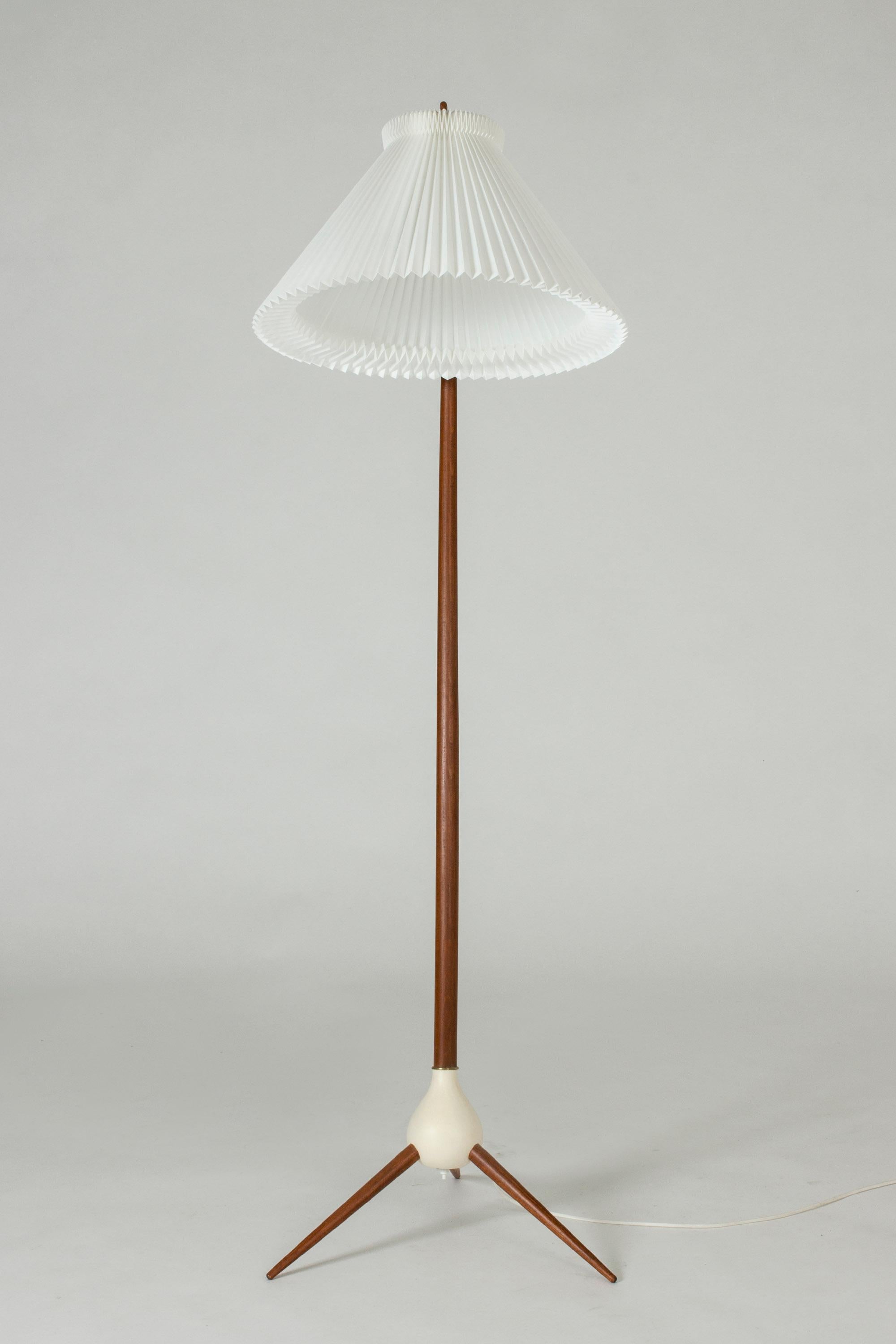Swedish 1950s Danish Teak and Brass Floor Lamp 