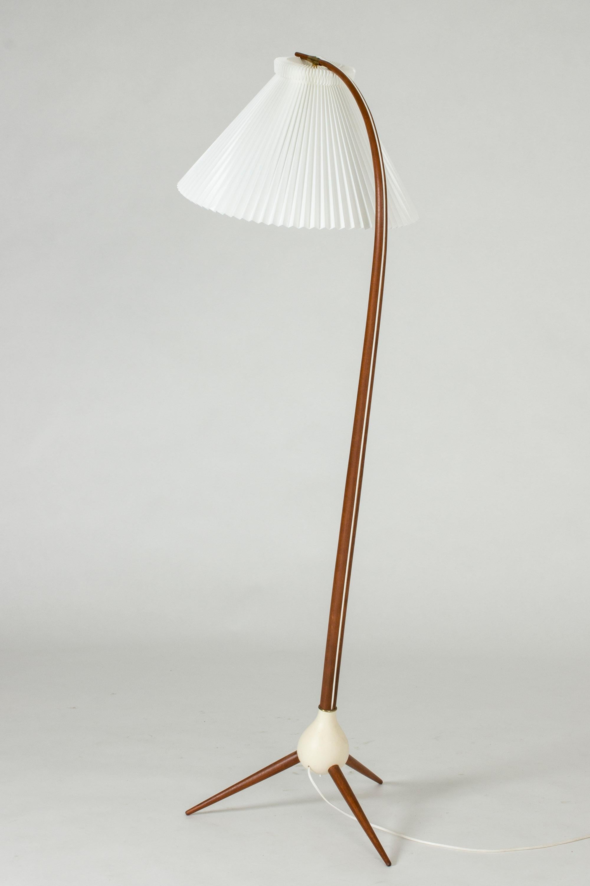 1950s Danish Teak and Brass Floor Lamp 