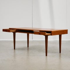 1950s Danish Teak Coffee Table with Drawers and Pull-Out Tray