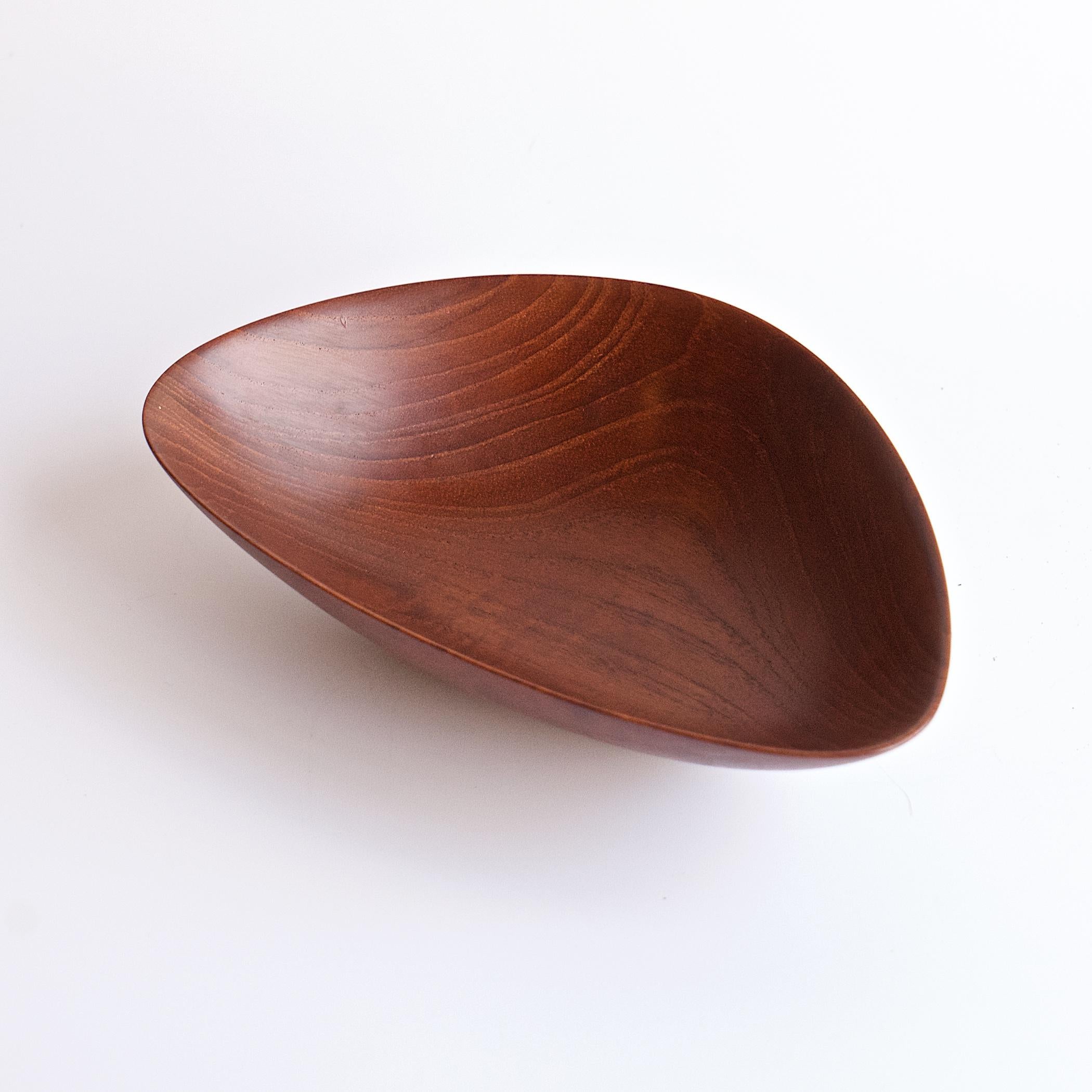 Obscure Danish Design Company, AL-BO. Highly finished, thin walled Teak wedge-shaped bowl.