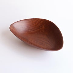 1950s Danish Teak Freeform Carved Nut Bowl Table Centerpiece Vintage Modern