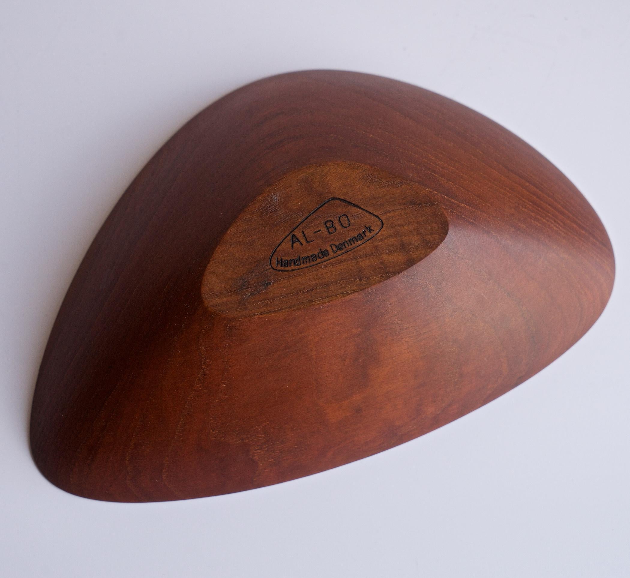 1950s Danish Teak Freeform Carved Nut Bowl Table Centerpiece Vintage Modern For Sale 2