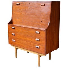 Vintage 1950s Danish Teak Guest Room Dresser Secretary Desk Time Worn Patina CabinModern