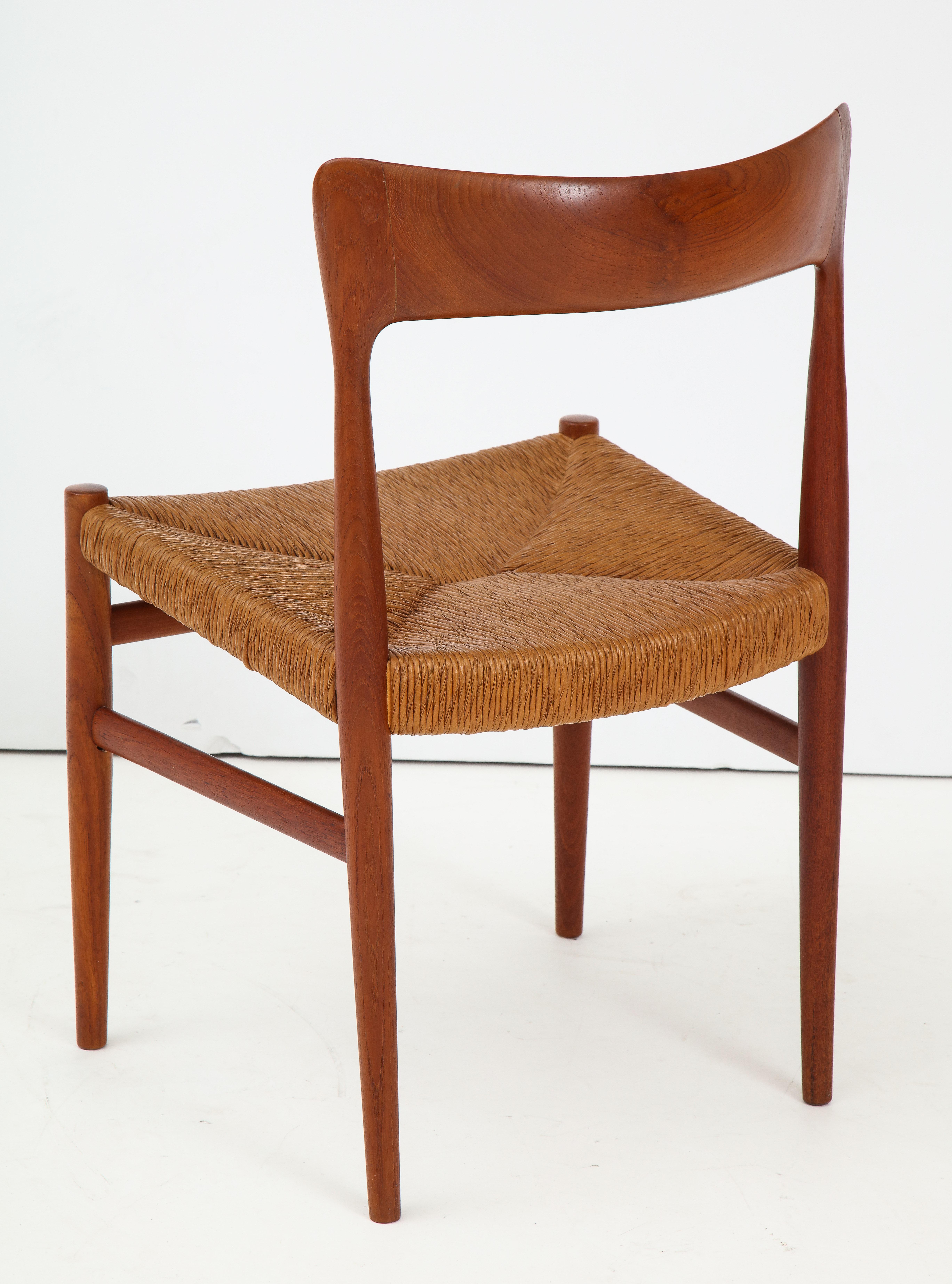 1950s Danish Teak Modernist Dining Chairs with Paper Cord Seats 4