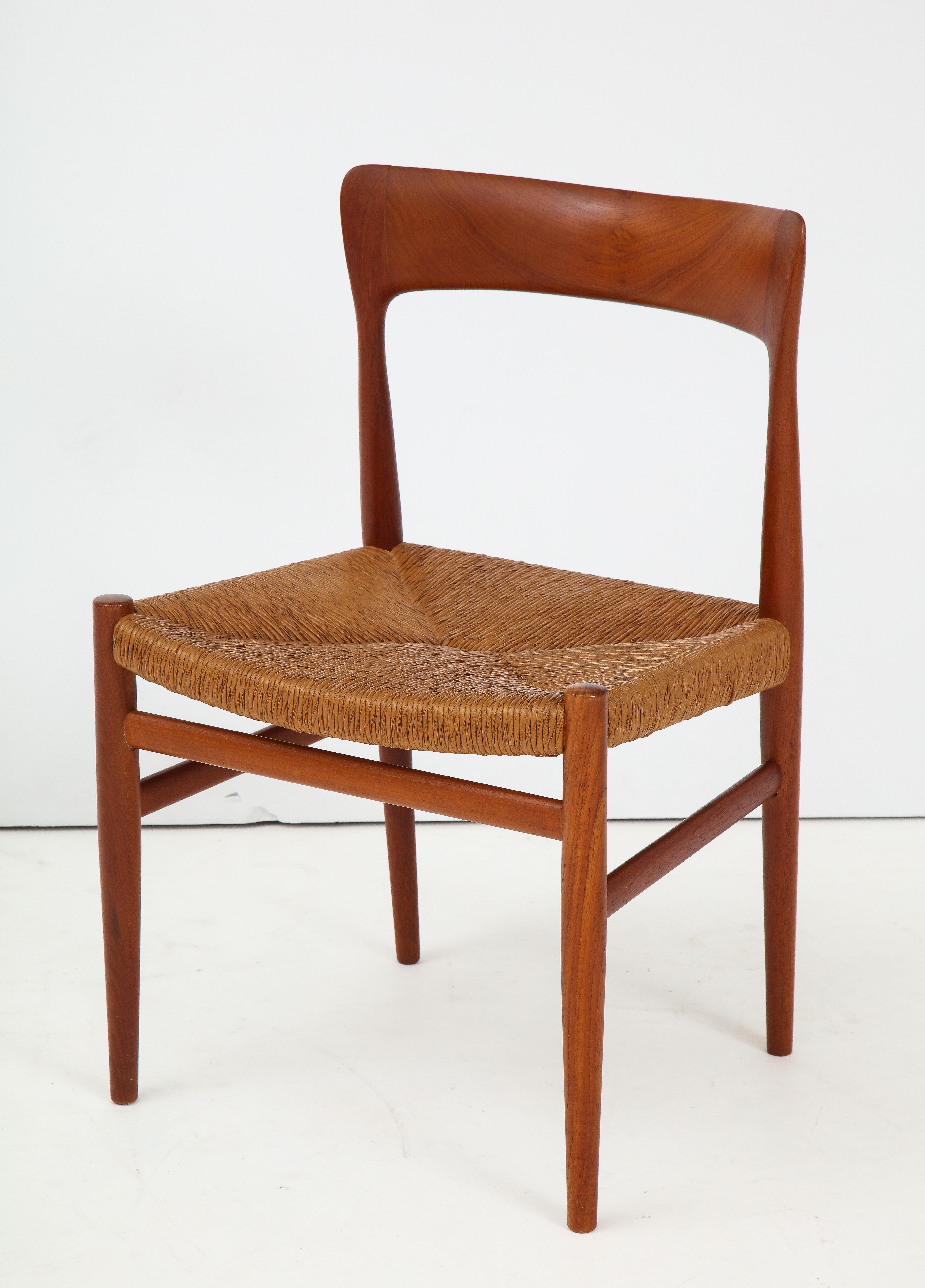 Papercord 1950s Danish Teak Modernist Dining Chairs with Paper Cord Seats