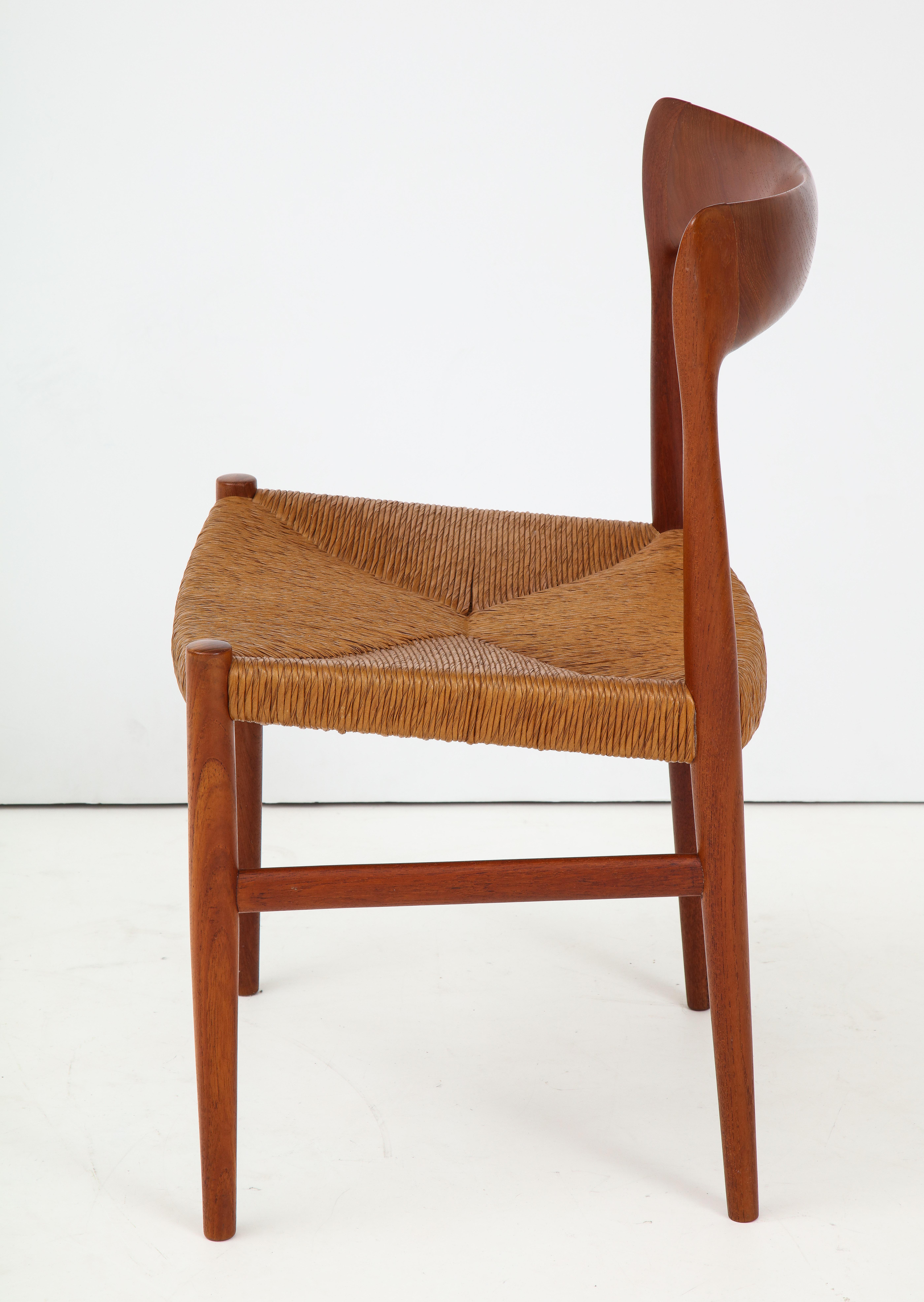 1950s Danish Teak Modernist Dining Chairs with Paper Cord Seats 1