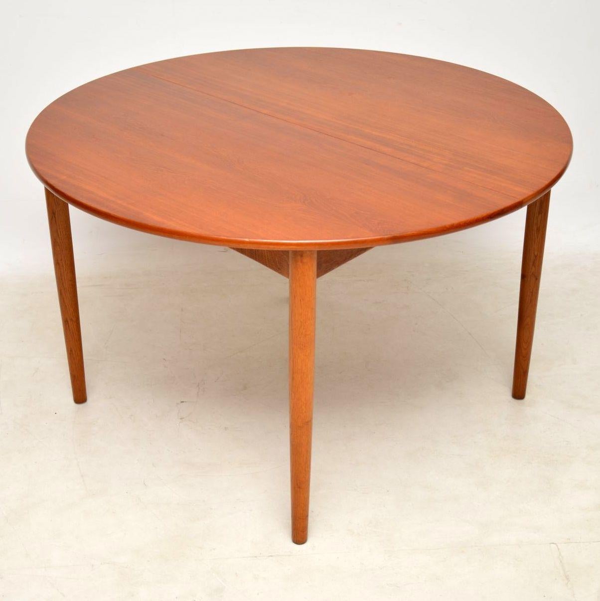 Mid-Century Modern 1950s Danish Teak & Oak Dining Table & Chairs by Hans Wegner for Fritz Hansen