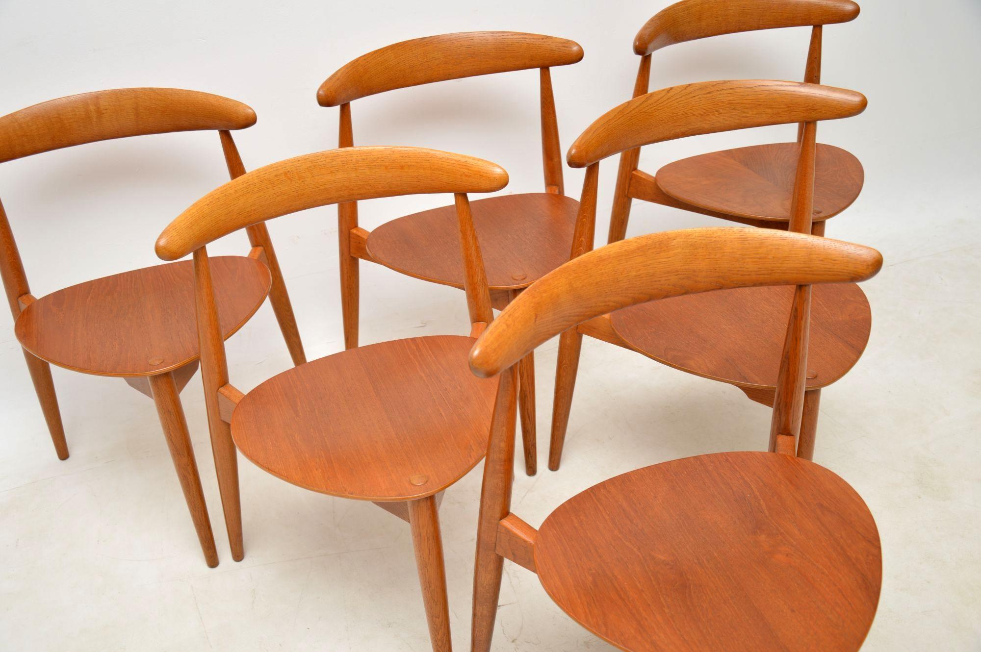1950s Danish Teak & Oak Dining Table & Chairs by Hans Wegner for Fritz Hansen 1