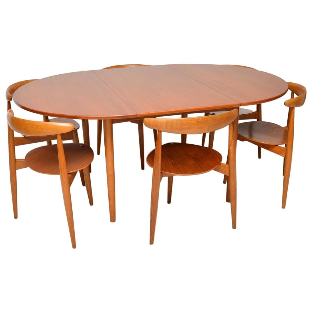 1950s Danish Teak & Oak Dining Table & Chairs by Hans Wegner for Fritz Hansen