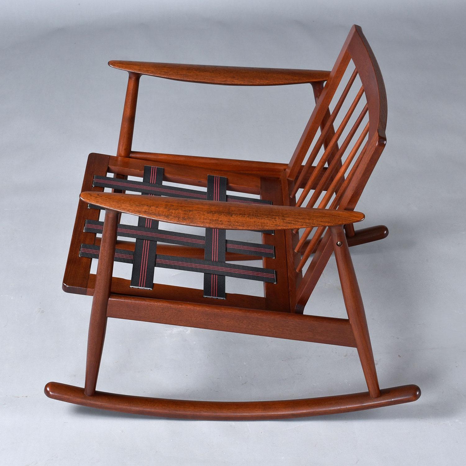 1950's Danish Teak Rocking Chair in Terra Cotta Leather by Moreddi For Sale 1