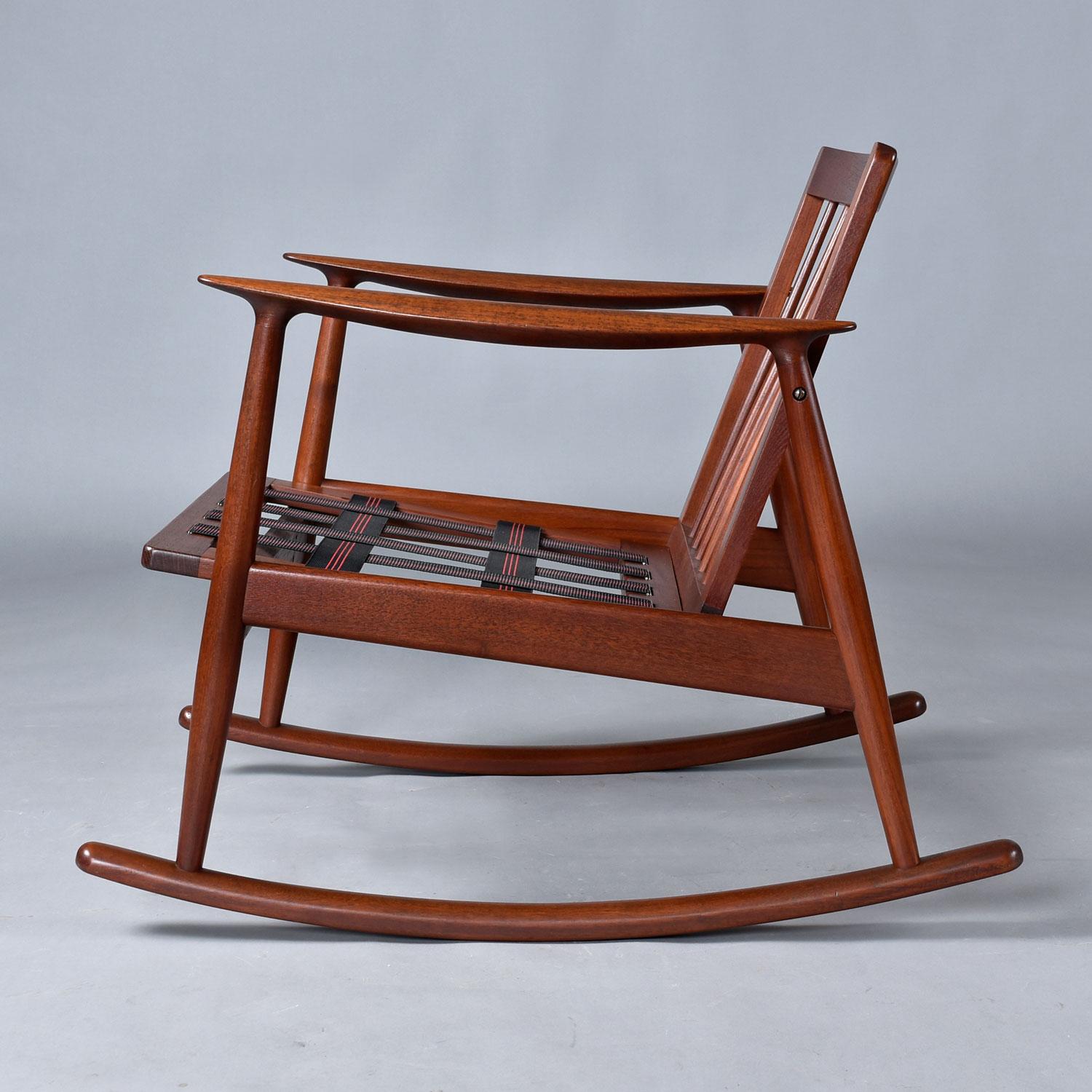 1950's Danish Teak Rocking Chair in Terra Cotta Leather by Moreddi For Sale 2