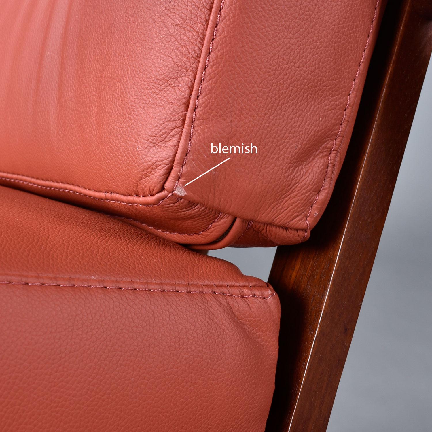 1950's Danish Teak Rocking Chair in Terra Cotta Leather by Moreddi For Sale 4