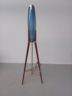 1950s Svend Aage Holm Sørensen Rocket Floor Lamp With Hand Blown Opal Glass