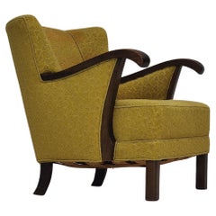 1950s, Danish vintage chair, light green wool fabric, beech wood.