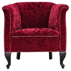 Sedia vintage danese degli anni '50, tessuto in cotone/lana rosso, legno di faggio.
