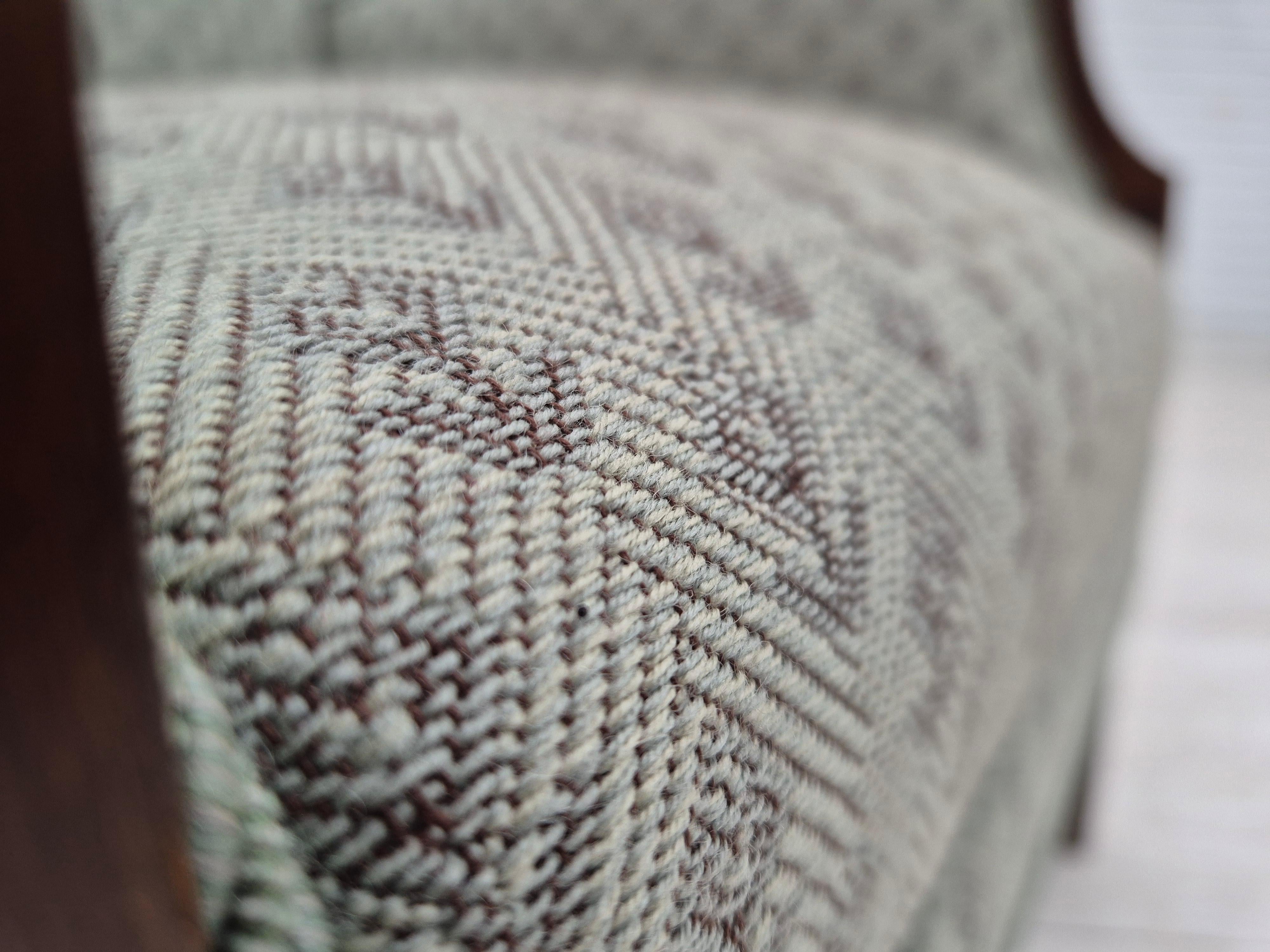 Sillón danés vintage de los años 50, retapizado, tejido de mezcla de lana. en venta 10