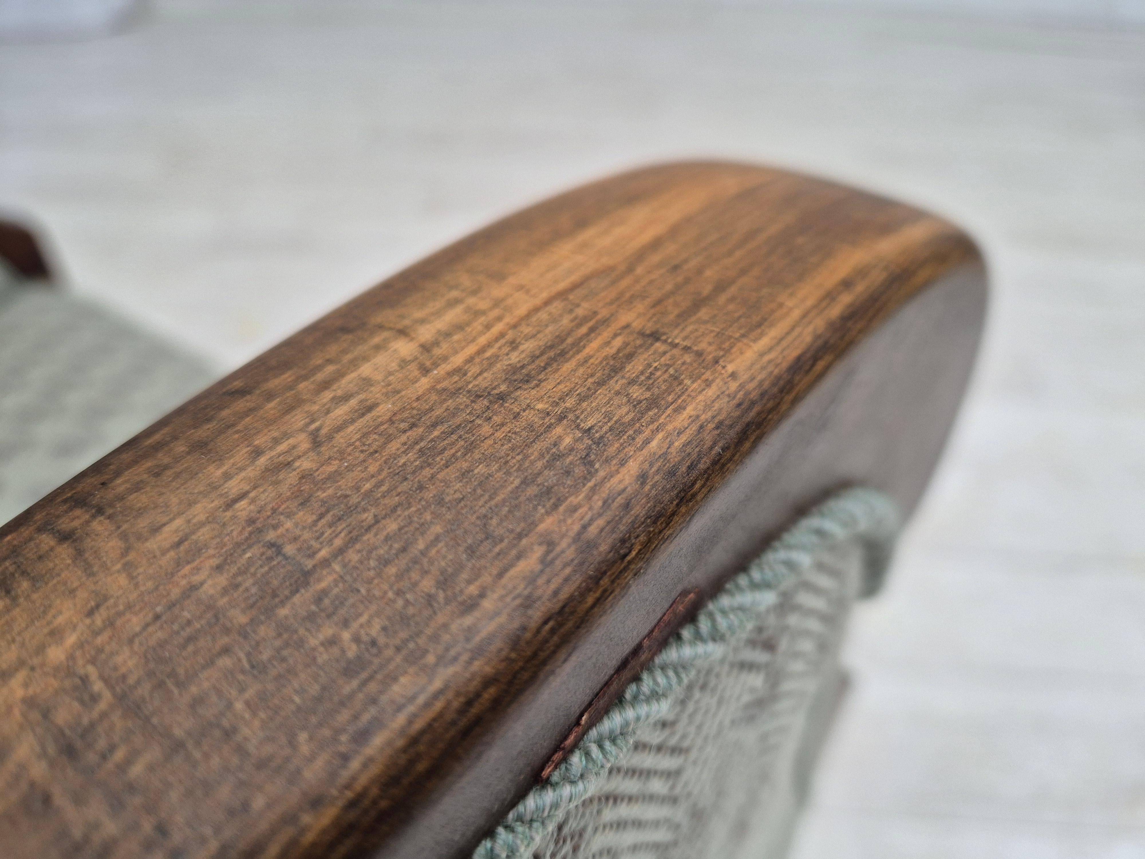 Sillón danés vintage de los años 50, retapizado, tejido de mezcla de lana. en venta 12