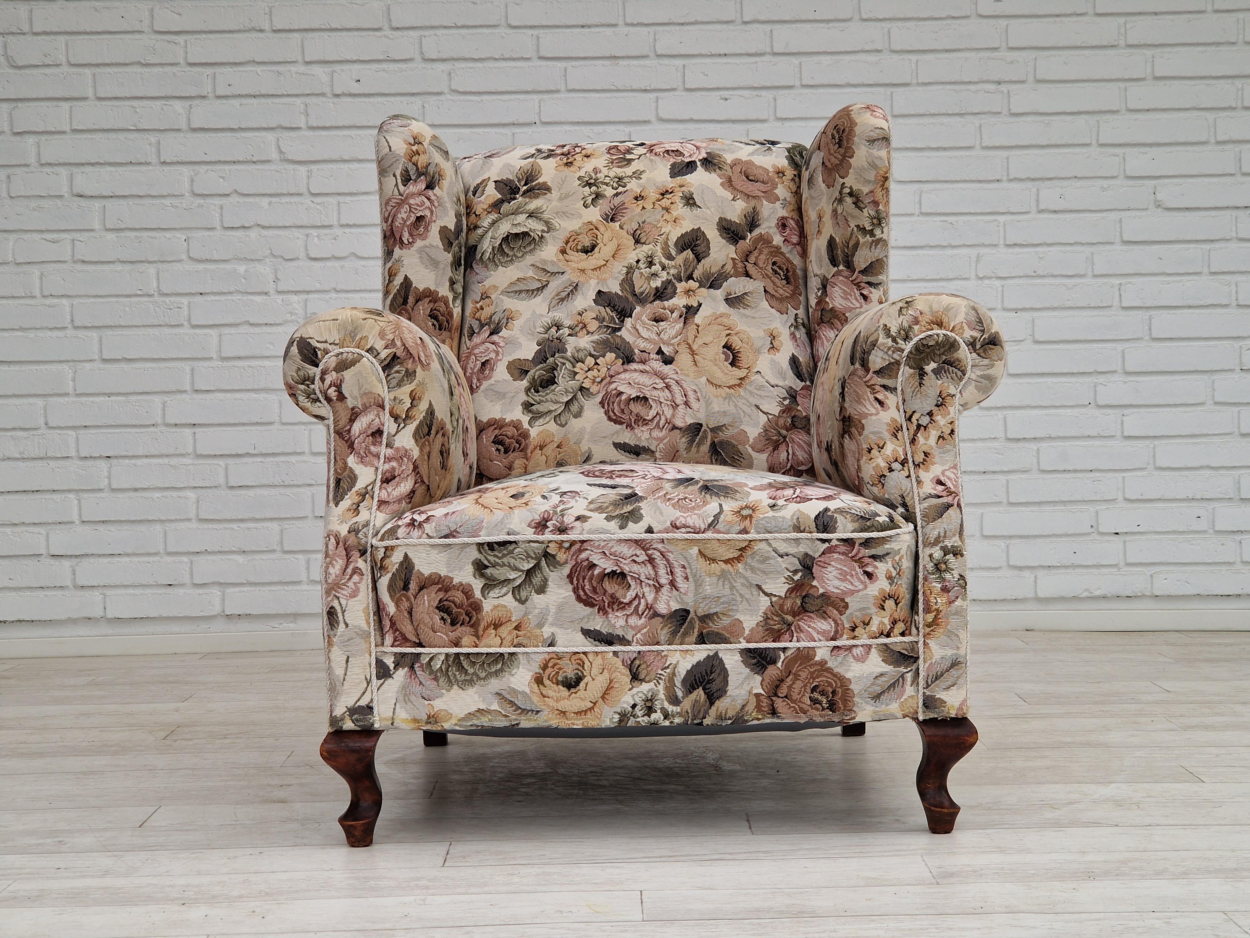 Fabric 1950s, Danish vintage relax chair in 