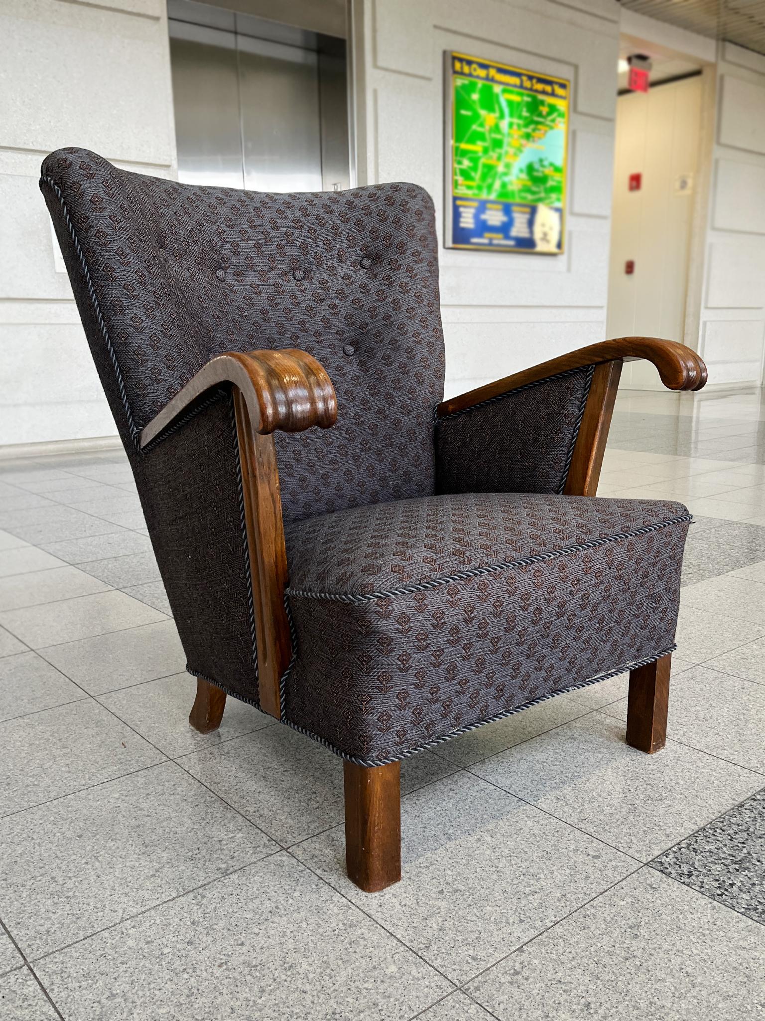 Scandinave moderne Fauteuil danois à dossier pivotant des années 1950 dans le style d'Alfred Christensen en vente