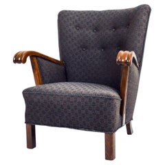 1950s Danish Wingback Armchair in the Style of Alfred Christensen