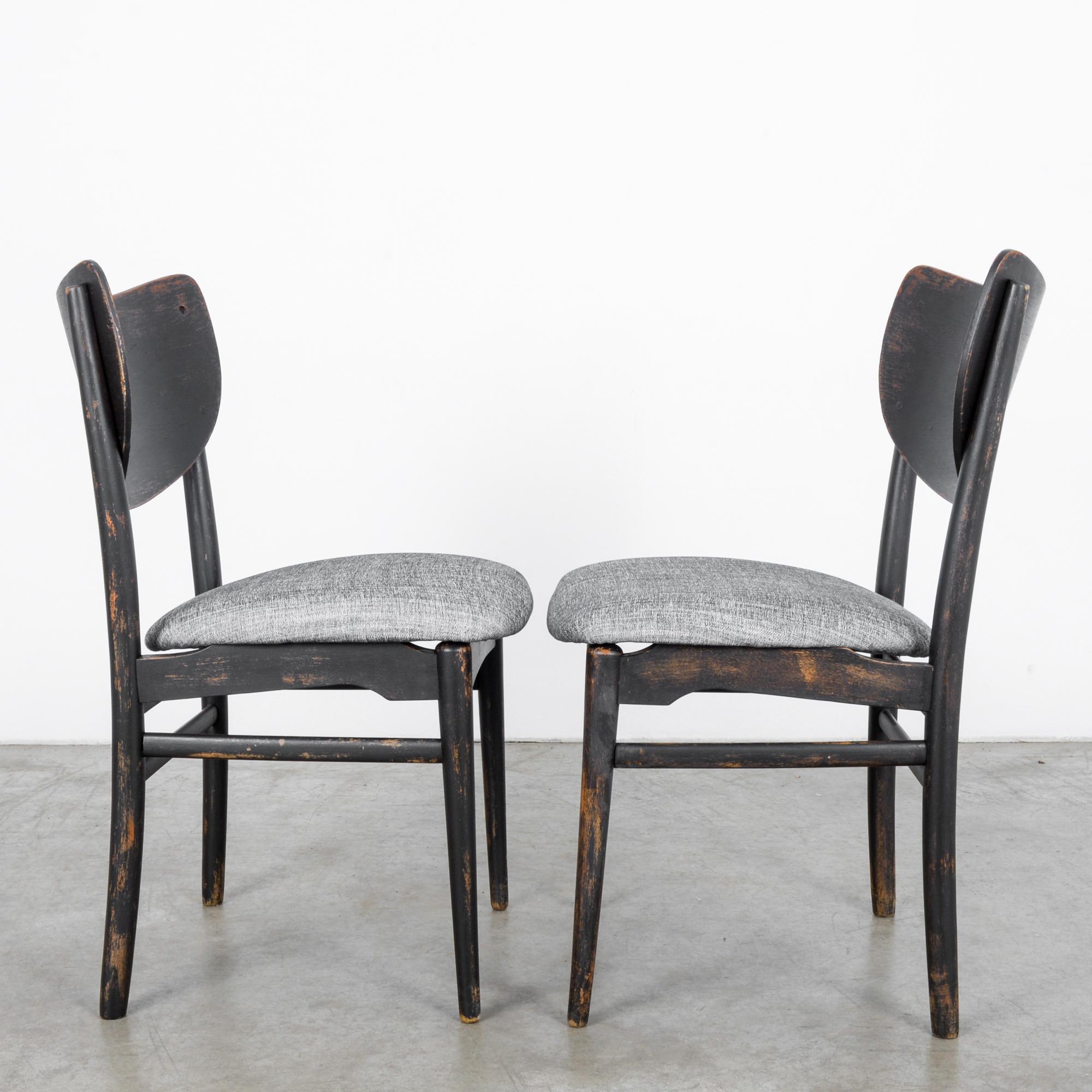 Fabric 1950s Danish Wooden Side Chairs, a Pair