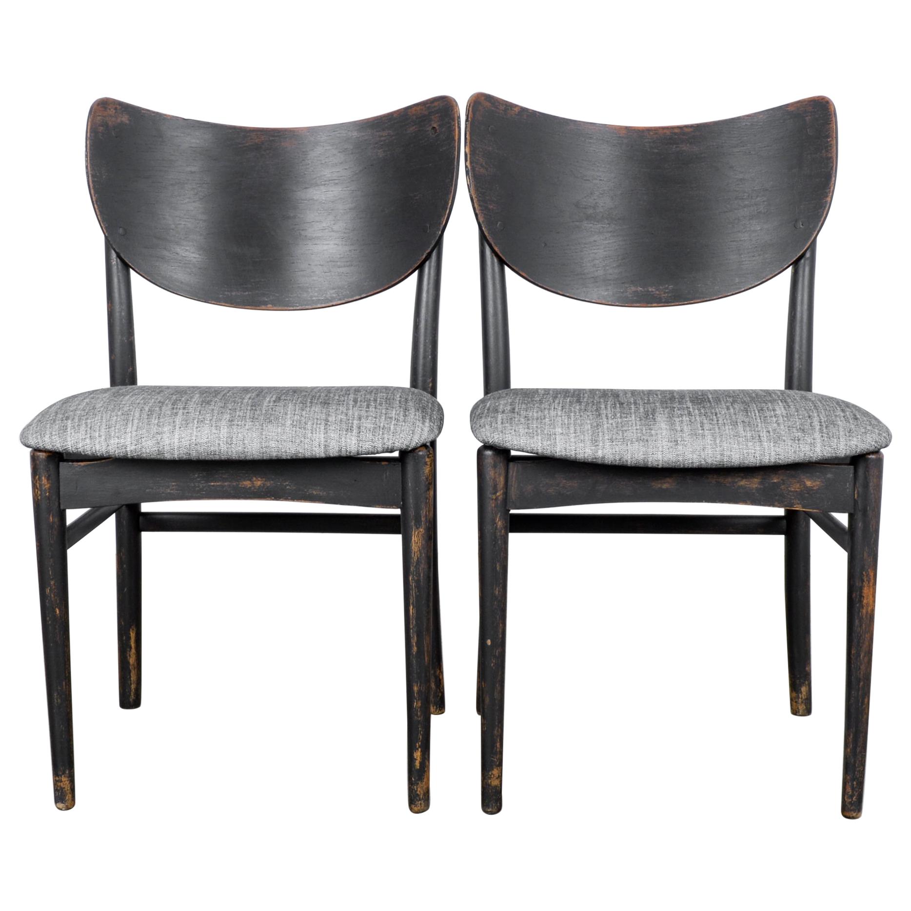 1950s Danish Wooden Side Chairs, a Pair