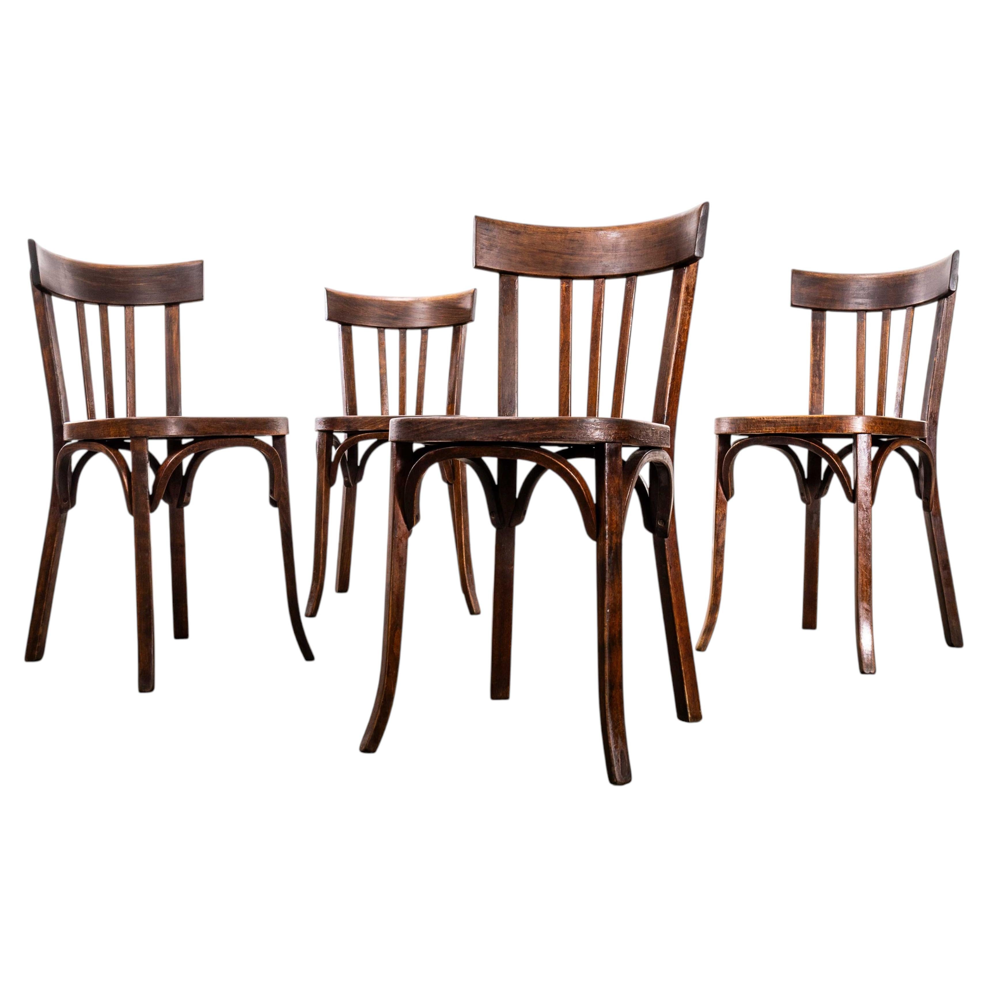 1950’s Dark French Bentwood Dining Chairs – Set Of Four